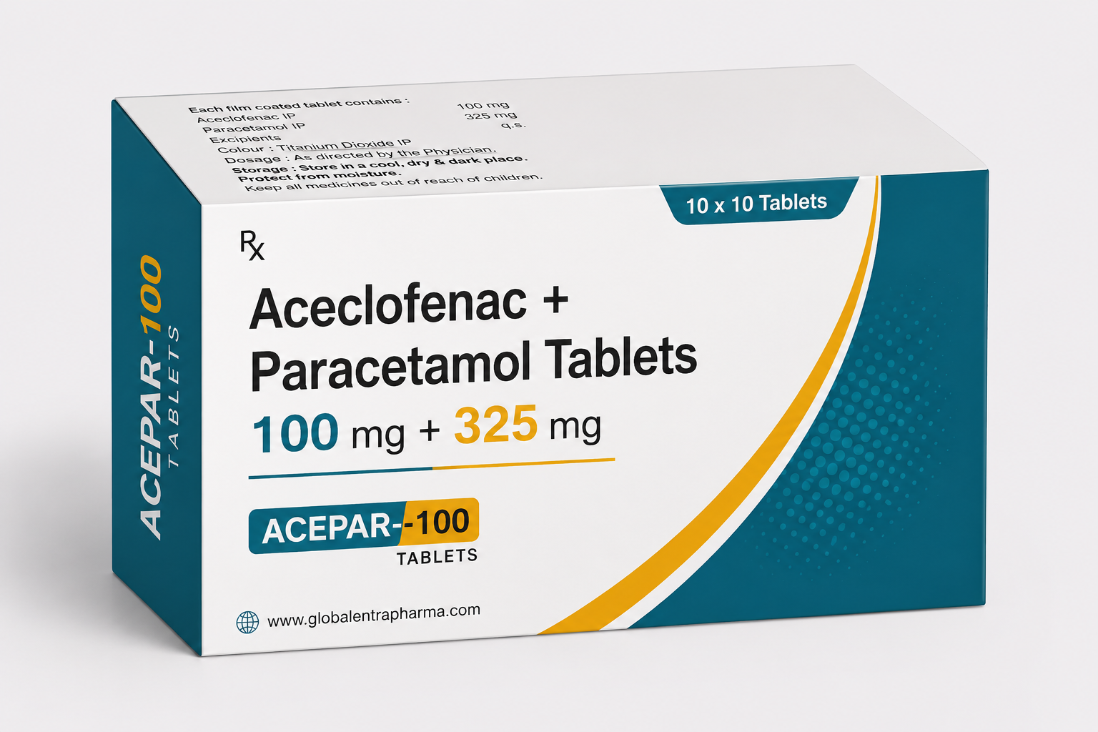 Aceclofenac + Paracetamol Tablet 100 mg + 325 mg Manufacturer in India